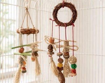 Duża, naturalna, wisząca zabawka do gryzienia dla ptaków, huśtawka i wspinaczka na pnączach, urozmaicenie klatki dla nierozłączki i nimfy, 2 style