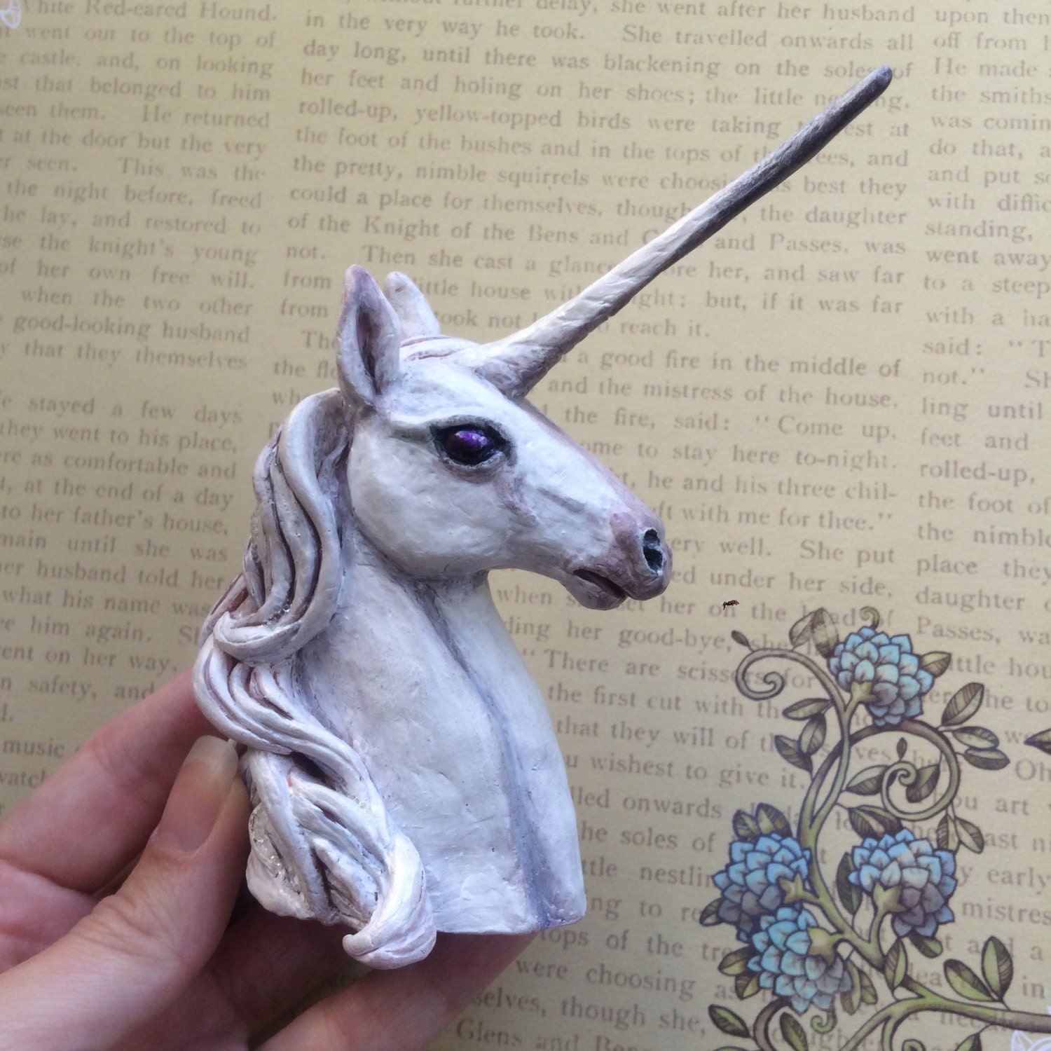 Unicorn MADE TO ORDER Ooak polymer clay bust sculpture Art Etsy