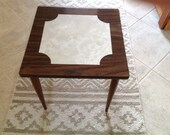 Mid-Century Modern Formica Coffee Side Table with Marble Inset Wood Legs