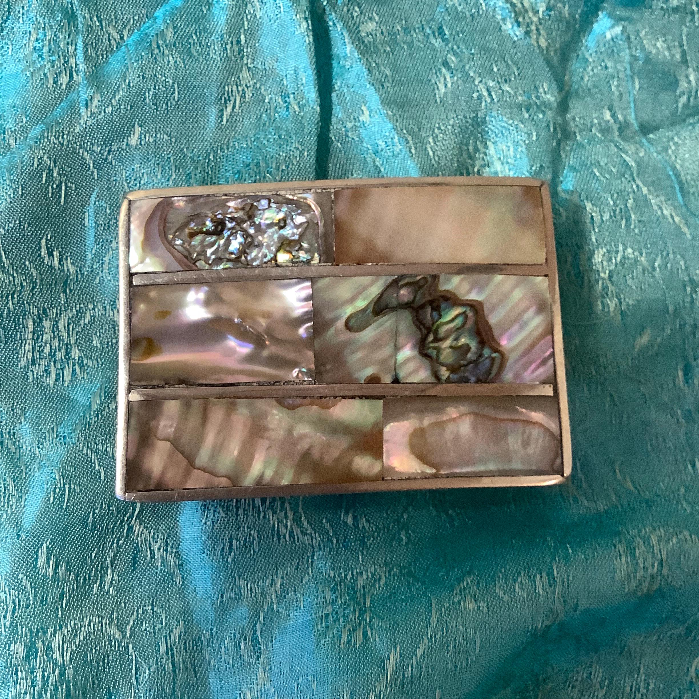 Vintage Mexican Tooled Silver & Abalone Women’s Belt Sz 28 Western Boho Artisan Women main image 3