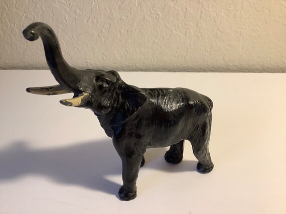 Vintage Cast Iron Elephant Figurine Paperweight~ Trunk up 6