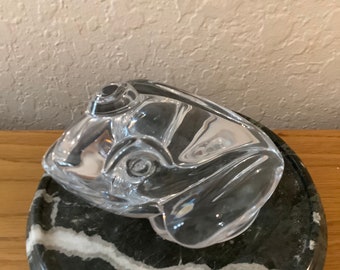 Extra Large Glass Frog Paperweight~Clear Glass~Figurine Art Glass.