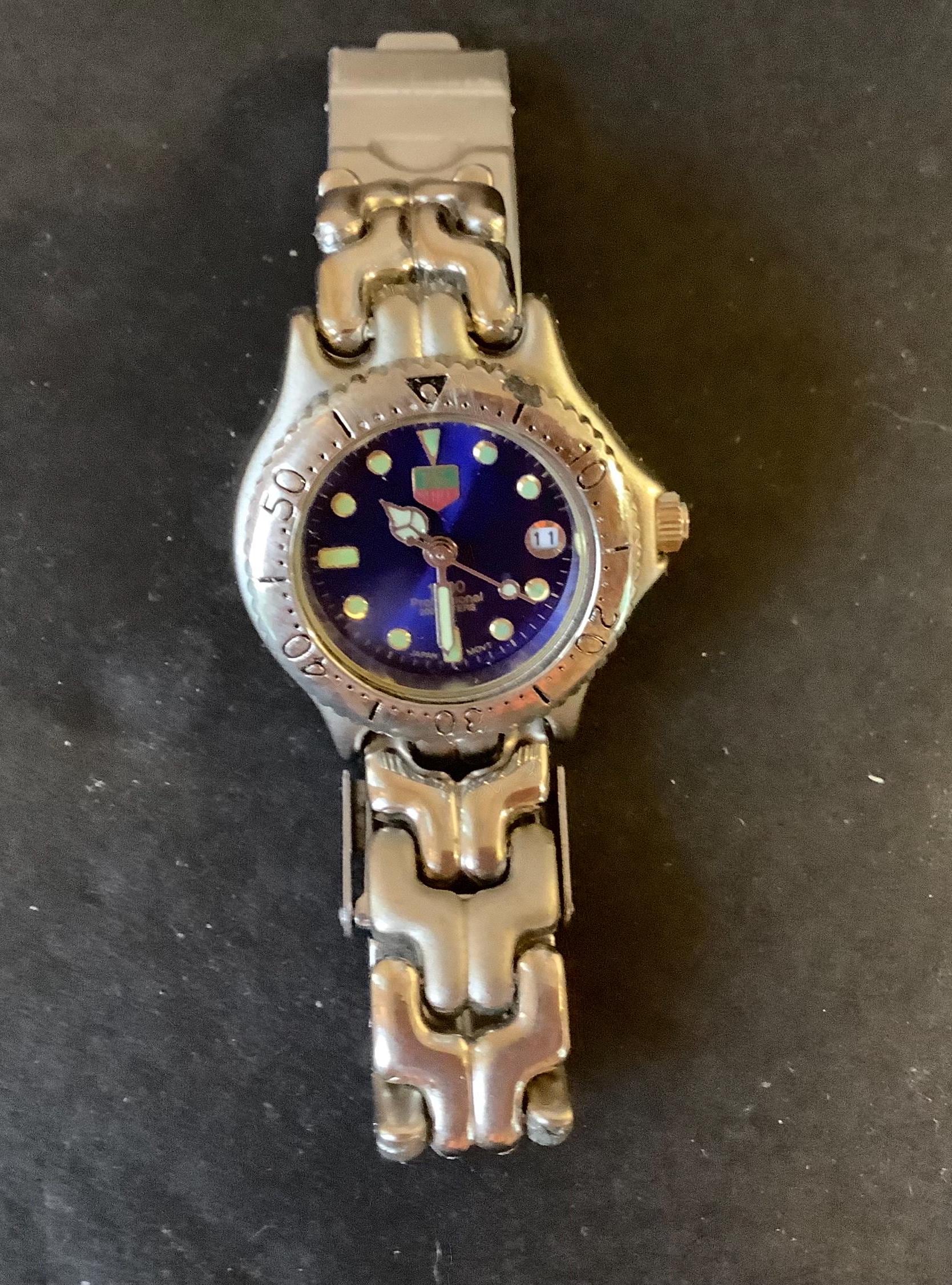 Tag Heuer 1500 Professional~ladies Watch Blue Date Dial~silver