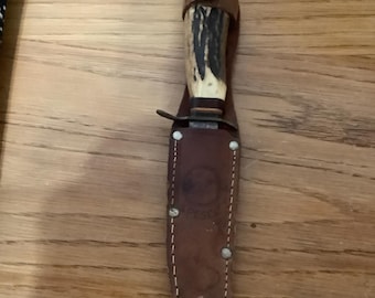Vintage Solingen Germany 2045 Knife with Sheath ESCO.  Full tang