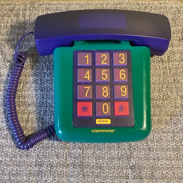 VINTAGE CONAIR~Color Brights Landline Desk Telephone~Teal Purple~ Retro~SW 2006.