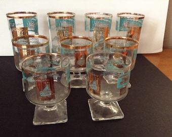 Lot of 7 Vintage Libbey Southern Belle Church Drinking Glasses/Tumblers/Cups