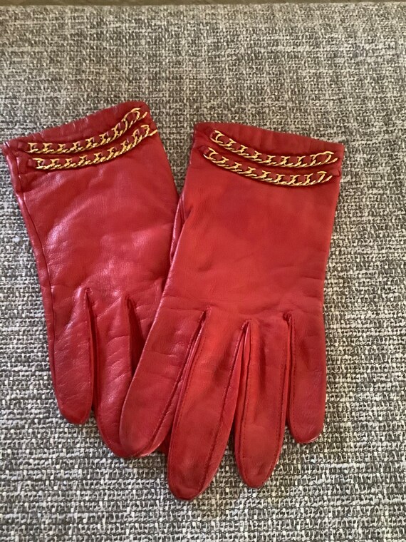 Red leather 2024 lined gloves