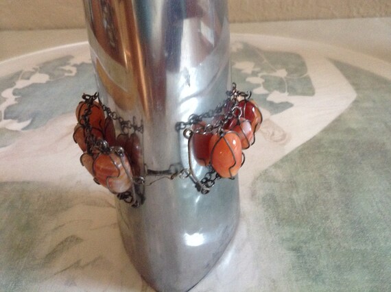 Vintage~Wired Cage Bracelet with POLISHED Agate S… - image 3