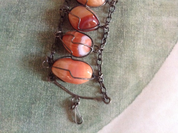 Vintage~Wired Cage Bracelet with POLISHED Agate S… - image 8