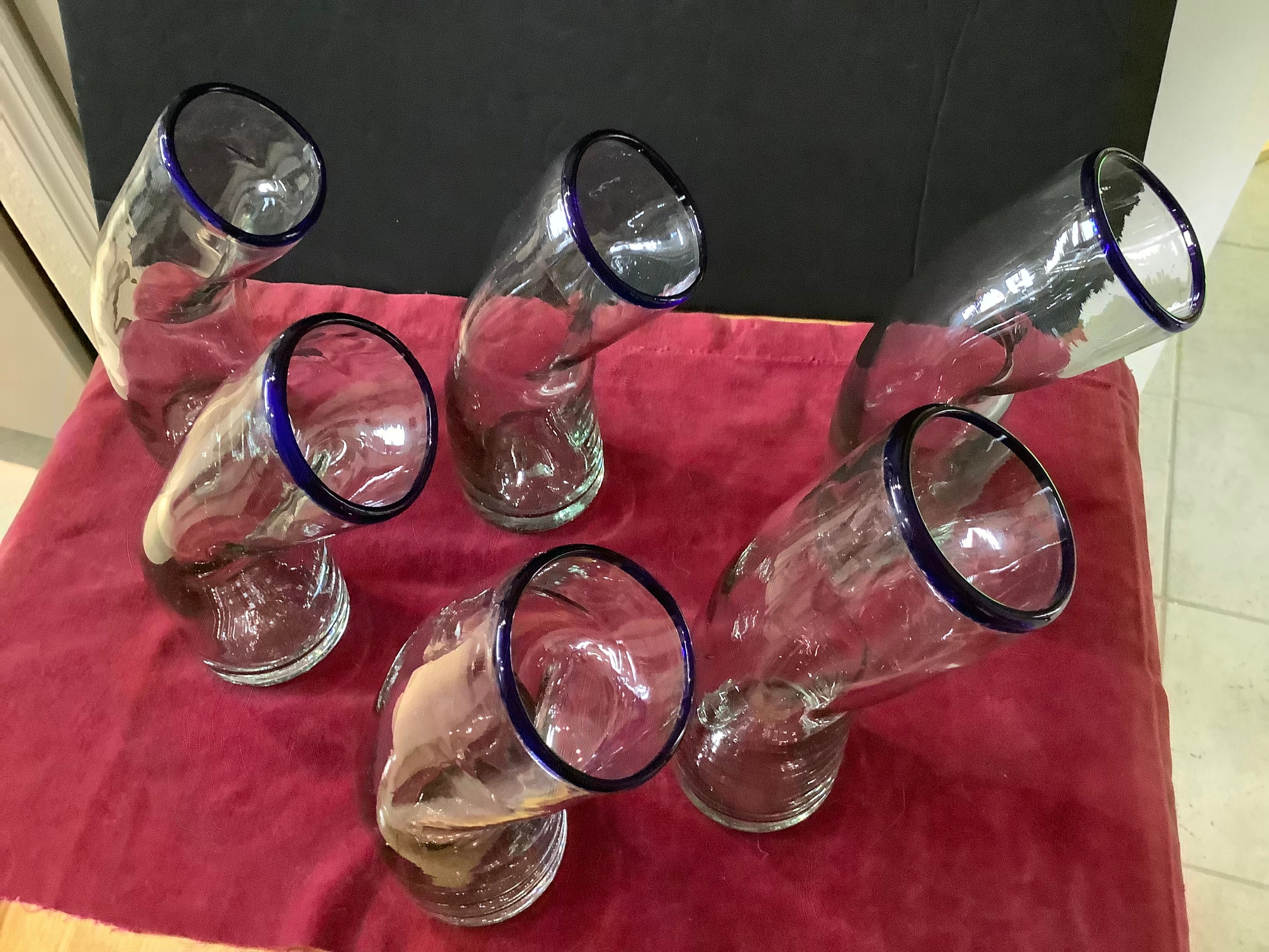 Hand Blown Amber Glass Sangria Set - Ruby Lane