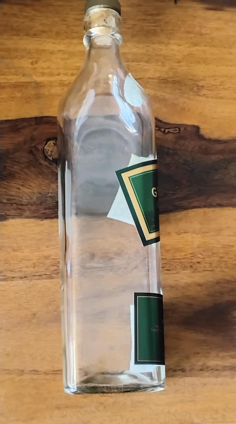 Vintage Johnnie Walker Green Label Empty Bottle with Commemorative Wood Box image 10