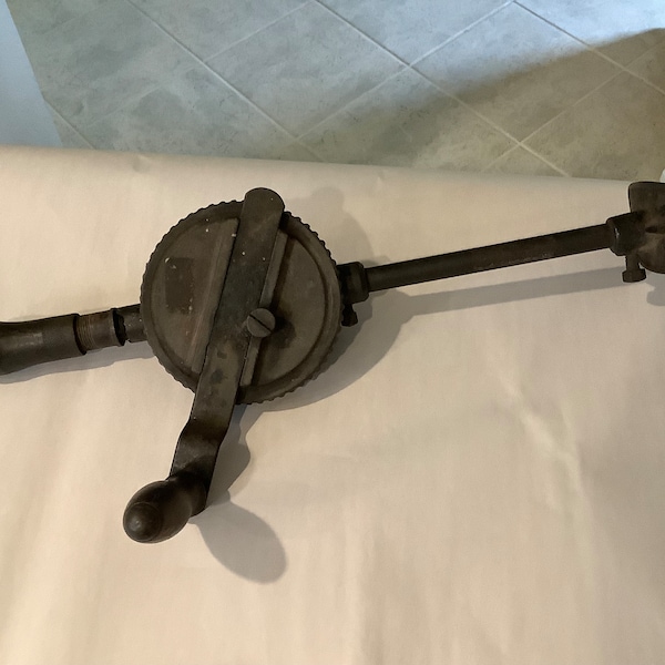 Vintage 1940s Two Speed 18" Hand Crank Shoulder~Hip~Breast Drill in Good Working Condition