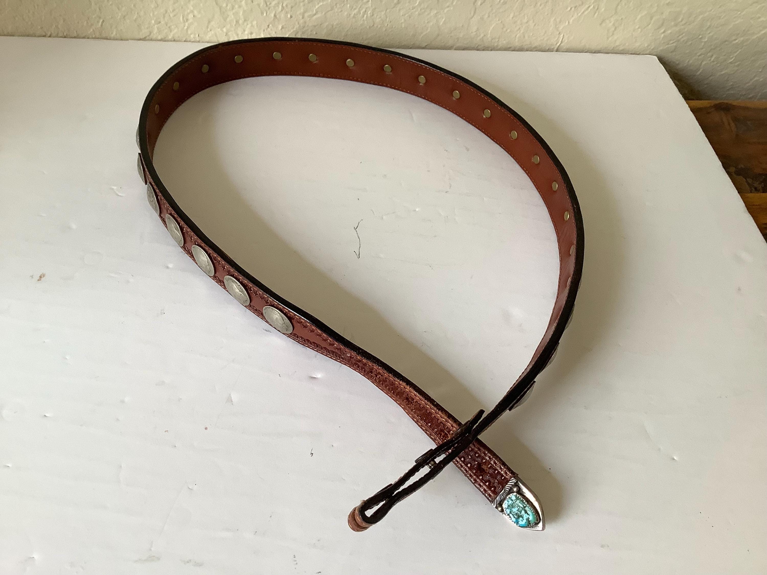 Appaloosa Durango Handmade Leather Belt Black Indian Head Nickel Turquoise Sz 40 FullSizeRender_46890d92-aa5f-  main image 4