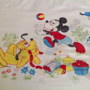 Vintage Mickey Mouse Production Twin Flat Sheet Walt Disney Production Retro Mickey