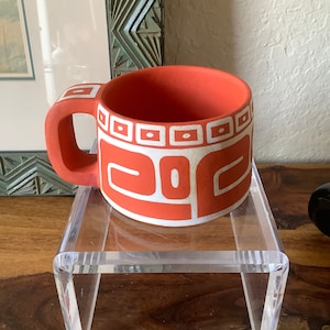 Vtg Seltene HDA.UXMAL MAYAN Mid Century Design Keramik 1960er Jahre Terra cotta und Weiß