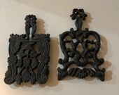 Set of Two Wilton Trivets Vintage Cast Iron Hot plate 5 quot high Stamped