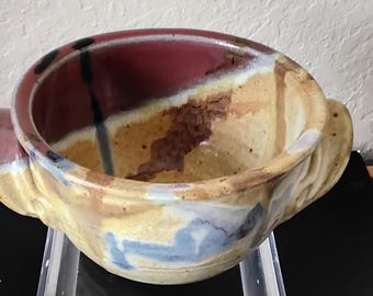 South Western Drip Glaze 6" Pot Earthenware Art Pottery Piece Signed - Ayced 1995