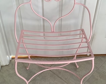 Vintage MCM Wrought Iron Vanity Boudoir Chair With Heart Shaped Back~No Cushions