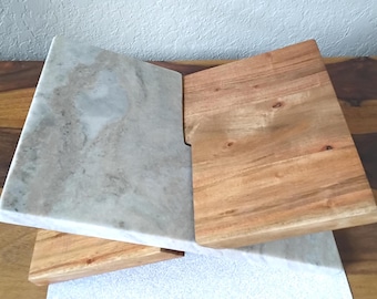 Vintage Dillard's Southern Living Collection Marble and Acacia Wood Cookbook/iPad/Tablet Stand Cross Shape
