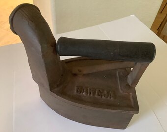 Antique Baweja Cast Iron #10 Coal Burning Sad Iron with Chimney.