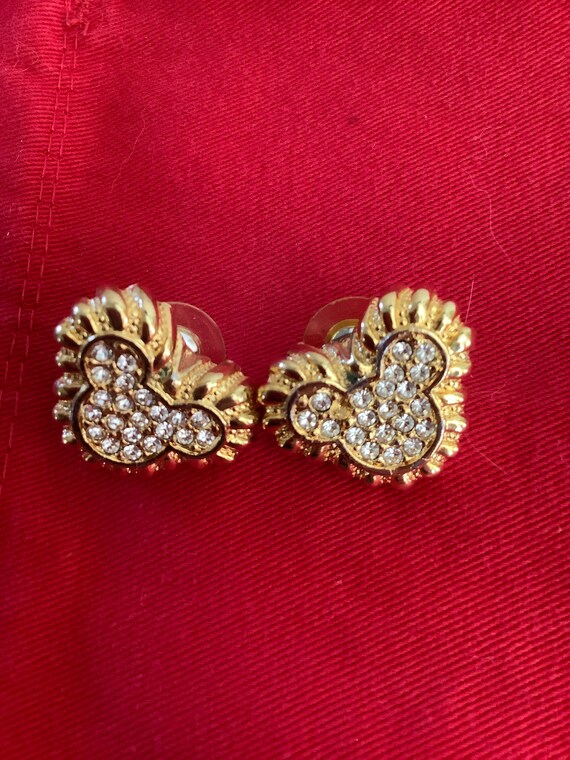 Vintage Mickey Mouse Goldtone and Rhinestone Earri