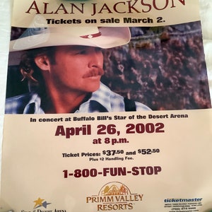 Alan Jackson April 2002 Concert Tour 24x30&quot; Poster~Prim, Nevada @ Buffalo Bills