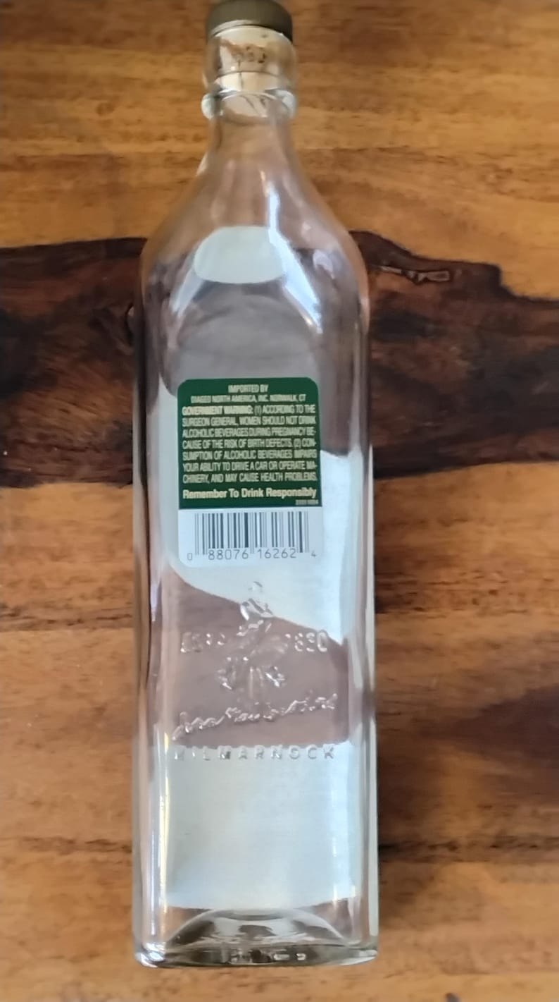 Vintage Johnnie Walker Green Label Empty Bottle with Commemorative Wood Box image 9