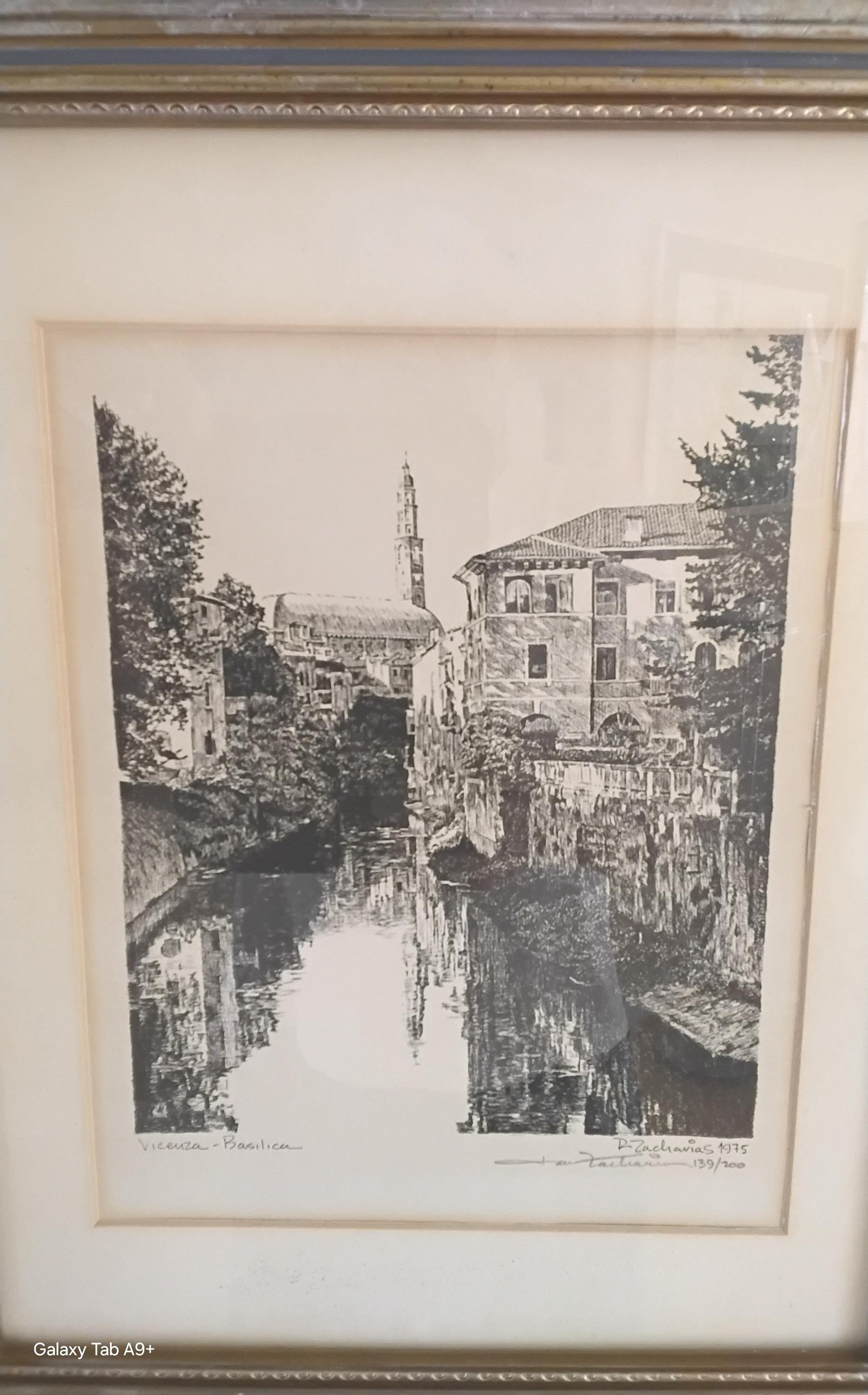 Vintage 1975 R Zacharias Framed Pencil Art Signed~#139/200 Vicenza