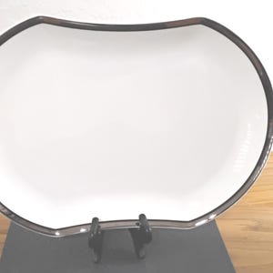 Vintage Mikasa Solitude Bone China 14.75&quot; Oval Serving Platter A5166 Platinum Edge with Black Stripe~New