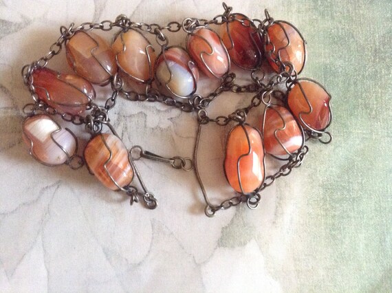 Vintage~Wired Cage Bracelet with POLISHED Agate S… - image 9