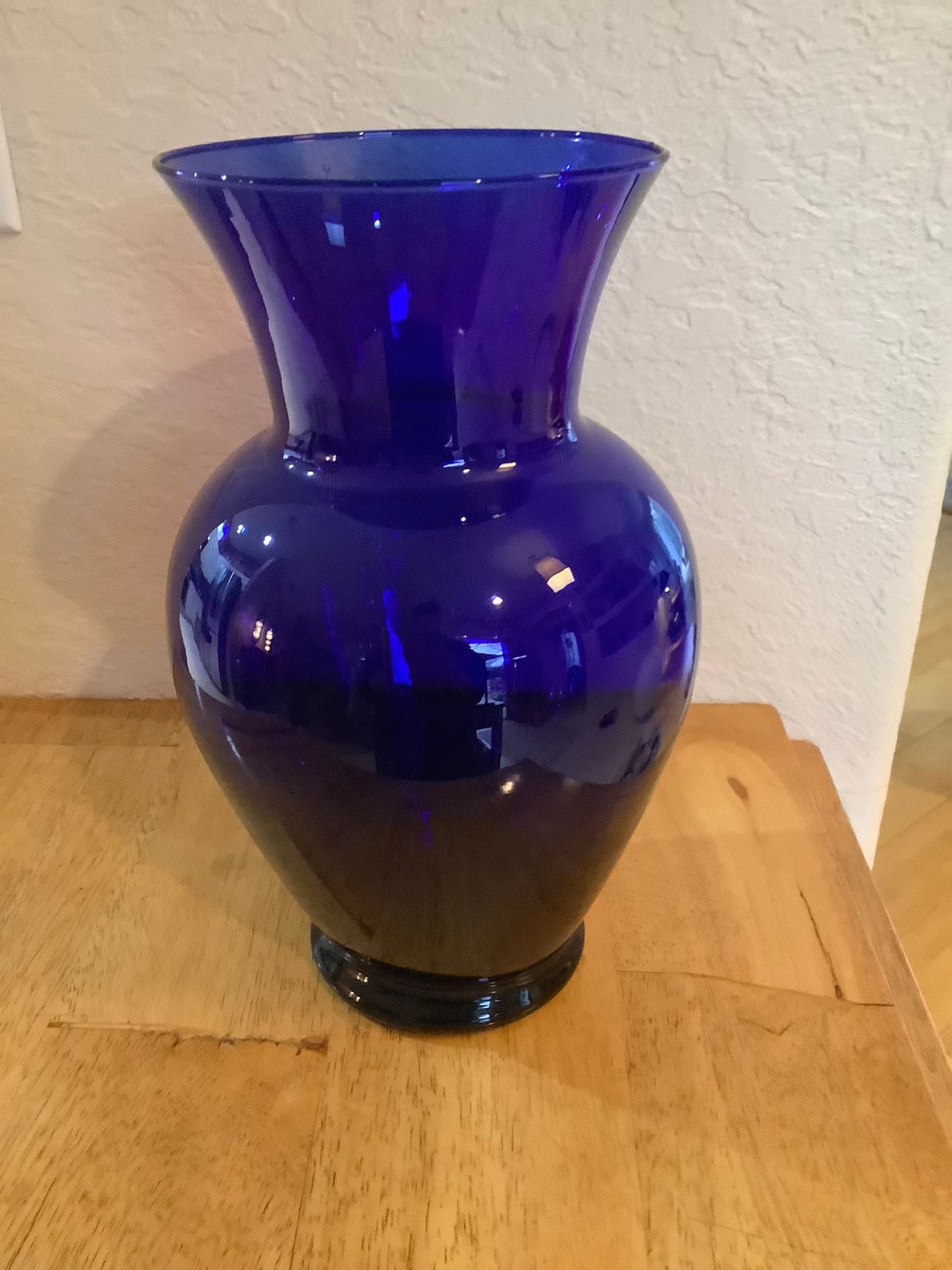 Vintage Cobalt Handblown Glass Vase 10.75 High Etsy