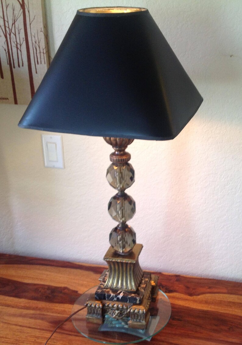 Vintage Italian Marble Stacked Crystal Prism Table Lamp 31