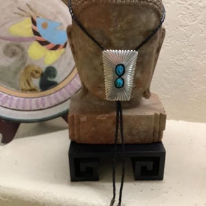 Navajo Bolo Tie Sterling Silver with Turquoise~47.09 Grams