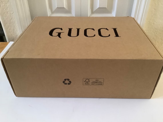 Authentic Gucci Tennis Shoe Box With Laser Cut Logobrown With