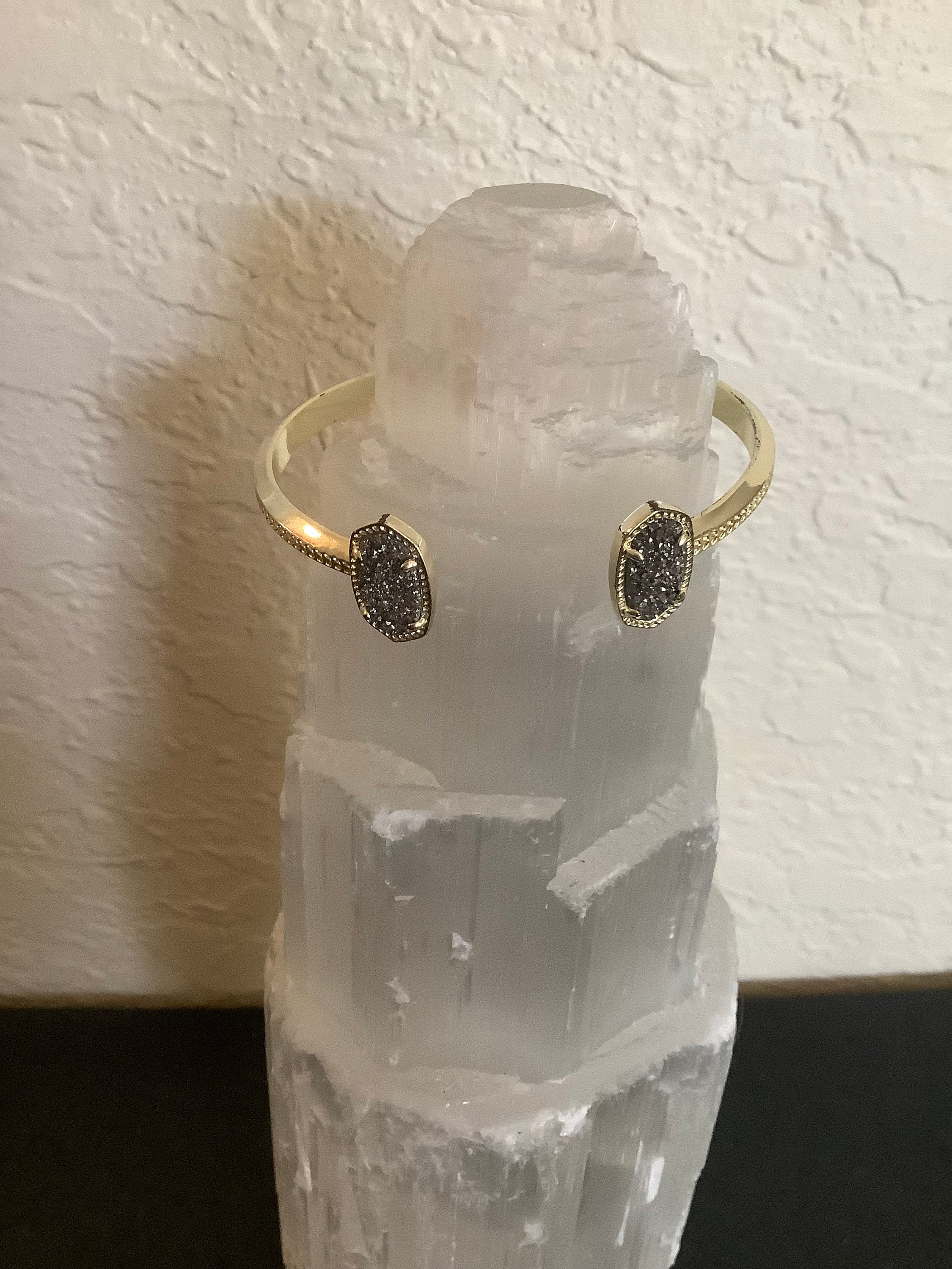 Kendra Scott Silver Cuff Bracelet in Platinum Drusy Etsy UK