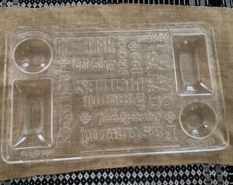 Vintage Lucite Snack/Dip Serving Tray~20" Large~Four Condiment Compartments~VGC