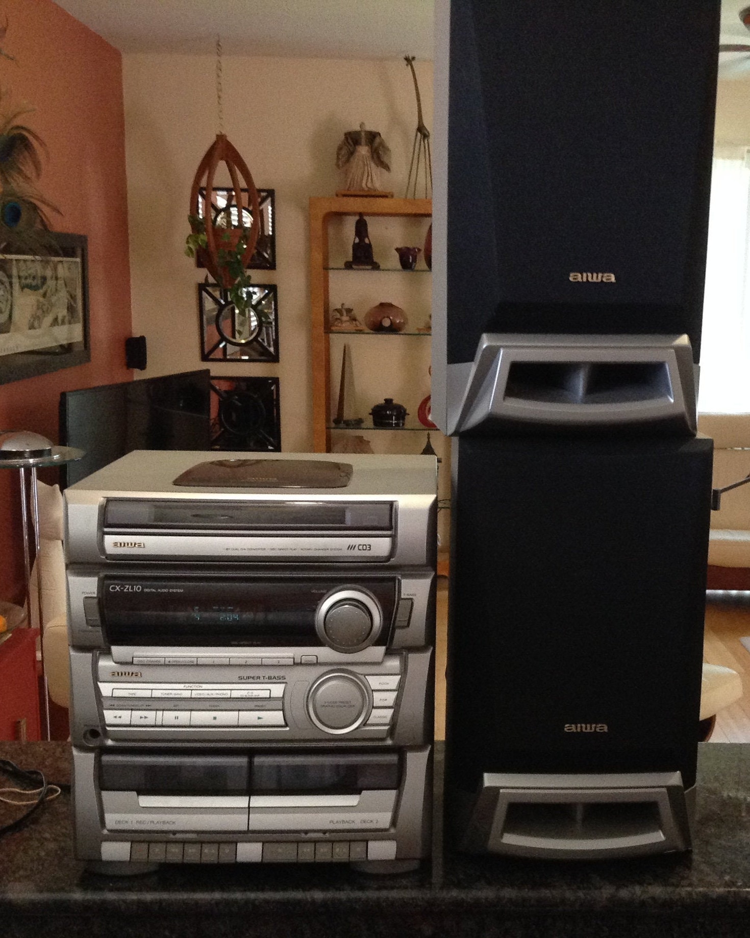 AIWA 1998 Stereo System 3 Disc CD Player, Dual Cassette CX-ZL10
