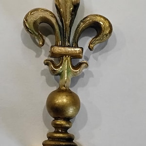 Antique Victorian Bronze French Fleur De Lis Wax Seal Stamp~ Initials &quot;M.R&quot;