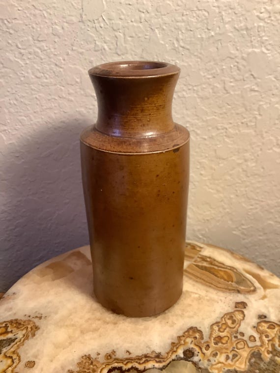Vintage Rust Glazed Doulton Lambeth Style Stoneware Ink Embossed