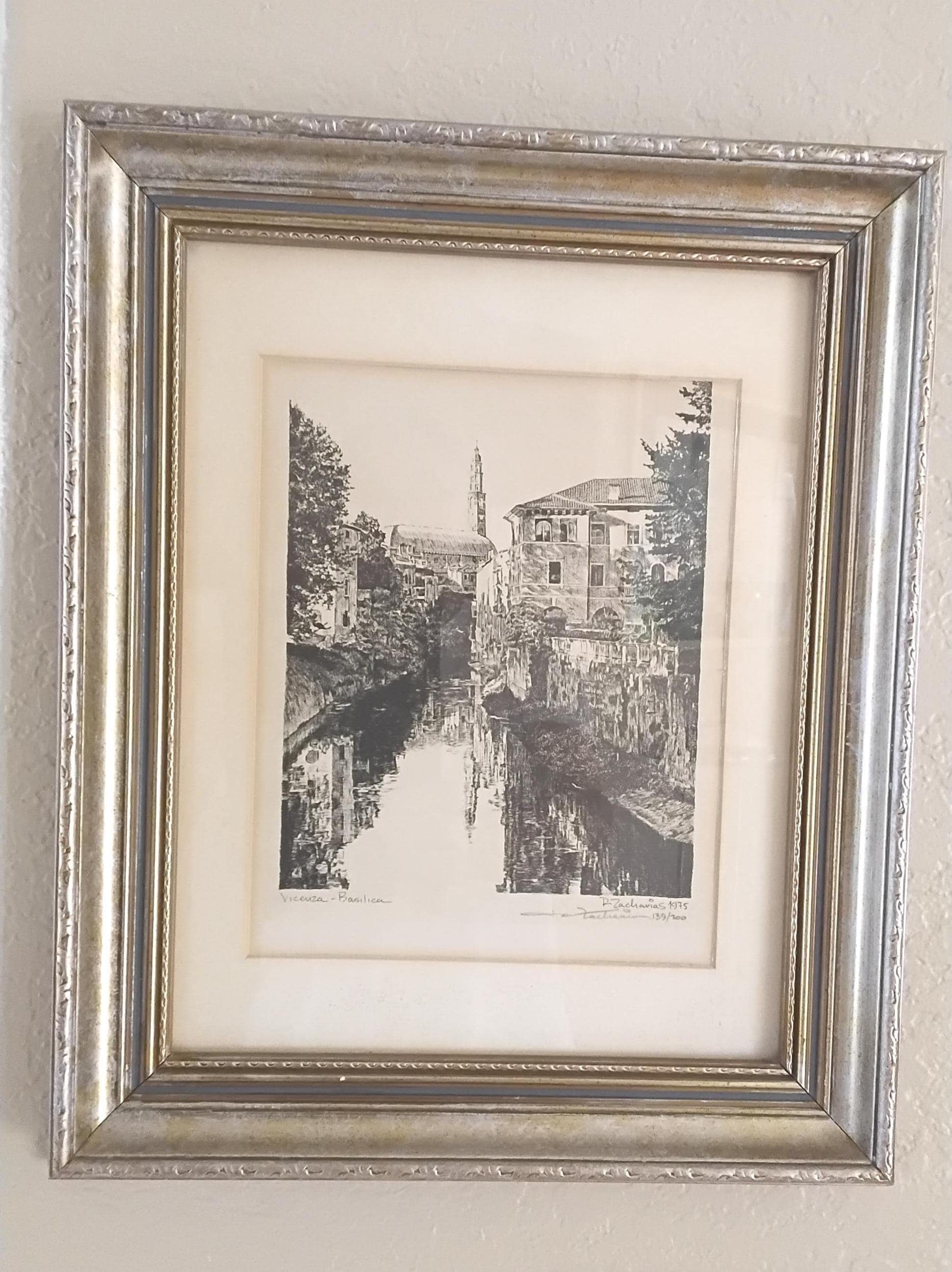 Vintage 1975 R Zacharias Framed Pencil Art Signed~#139/200 Vicenza