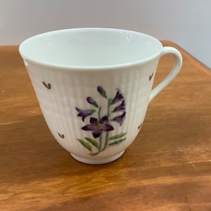 Vintage RORSTRAND Sweden Halarna Blaklacka Demitasse Cup Purple Flower