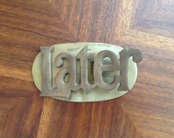 Vintage Brass Paper Clip Memo Letter Holder-Later-Paper Weight Desk Organizer