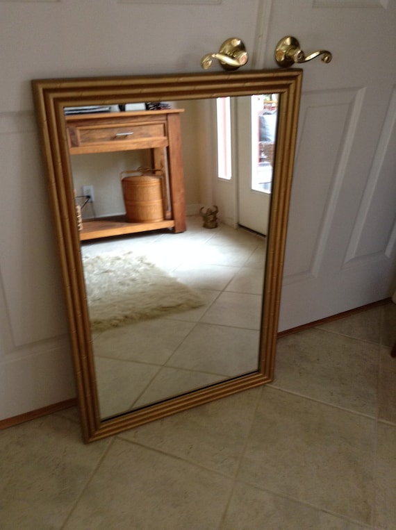 Vintage Oblong Wall Mirror J.A Olson Company Permaflect Faux