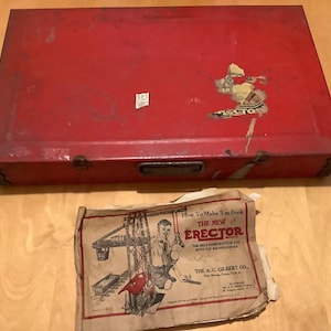 Vintage 1938 Copyright~Erector Set, 8 1/2 All Electric, by A.C. Gilbert USA in Case
