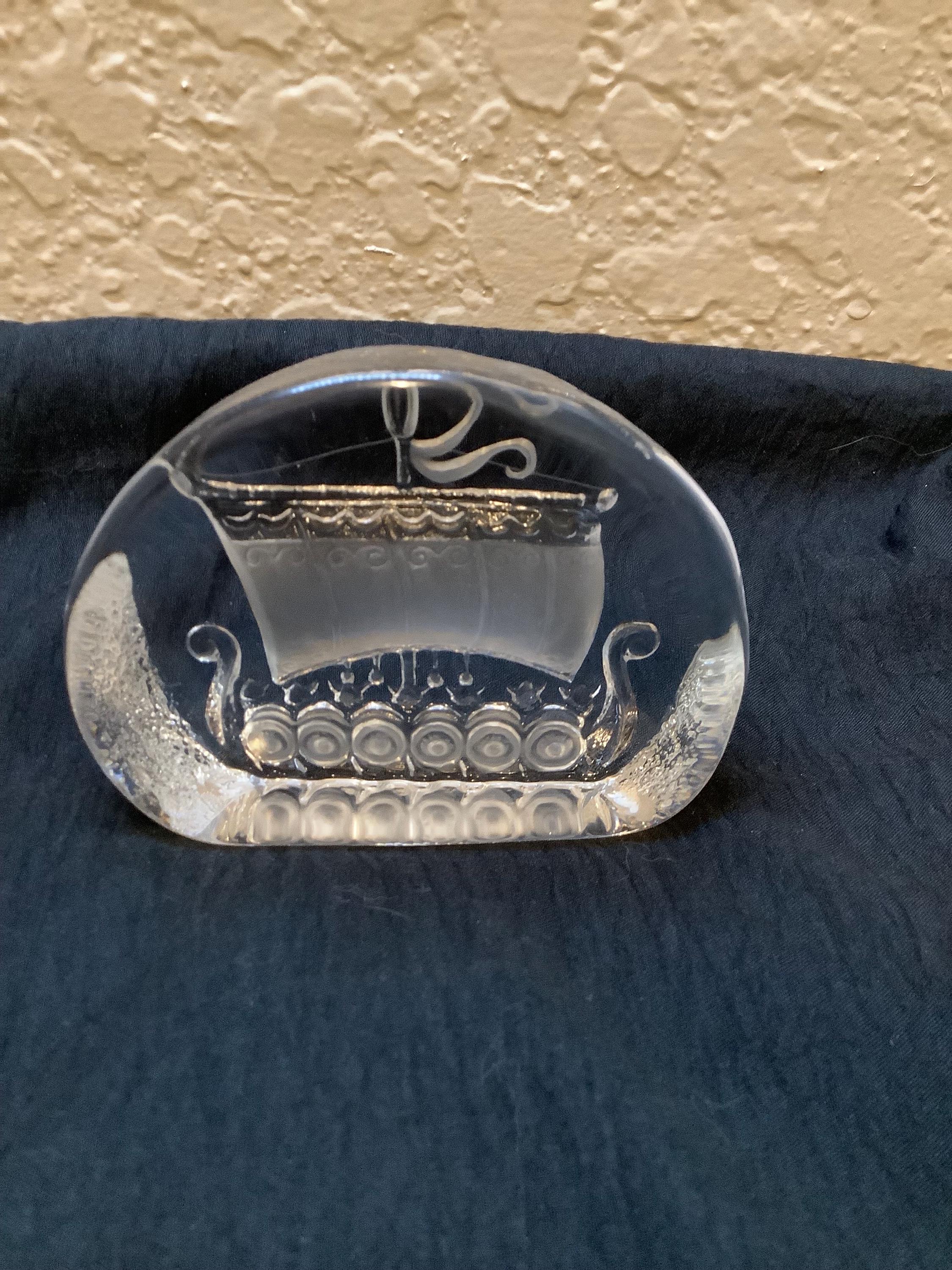 MALERAS スウェーデンガラス作家　マッツ・ヨナソン　バイキング船　海賊船 Mats Jonasson Glass Viking Ship - Etsy