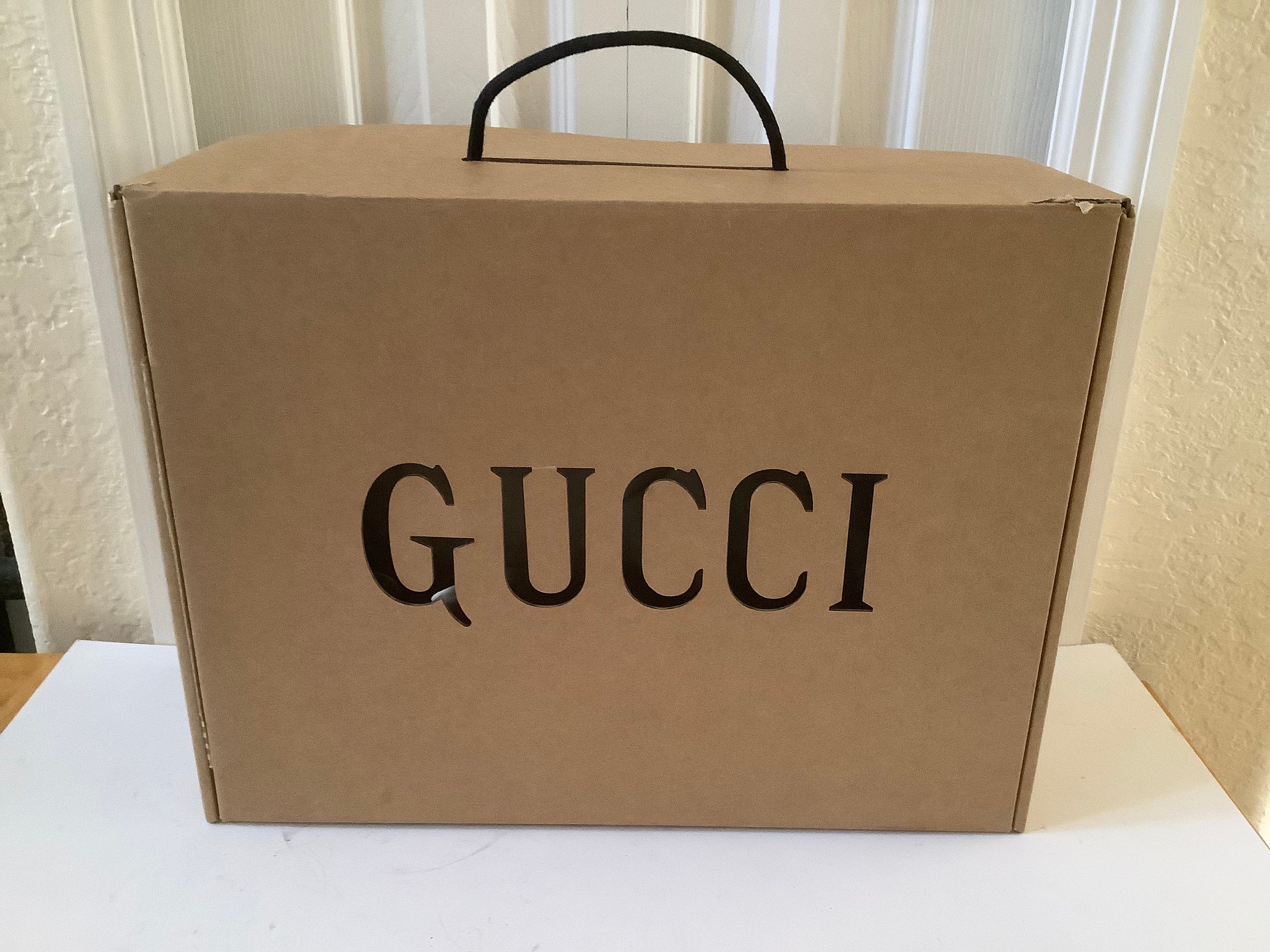 Authentic Gucci Tennis Shoe Box With Laser Cut Logobrown With