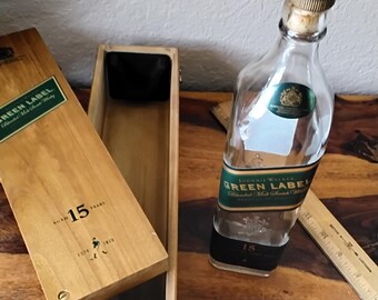 Vintage Johnnie Walker Green Label Empty Bottle With Commemorative