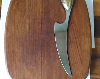 Dansk Torun Design, Teak Cheese Board with Brass Handled Knife~ Made in Malaysia