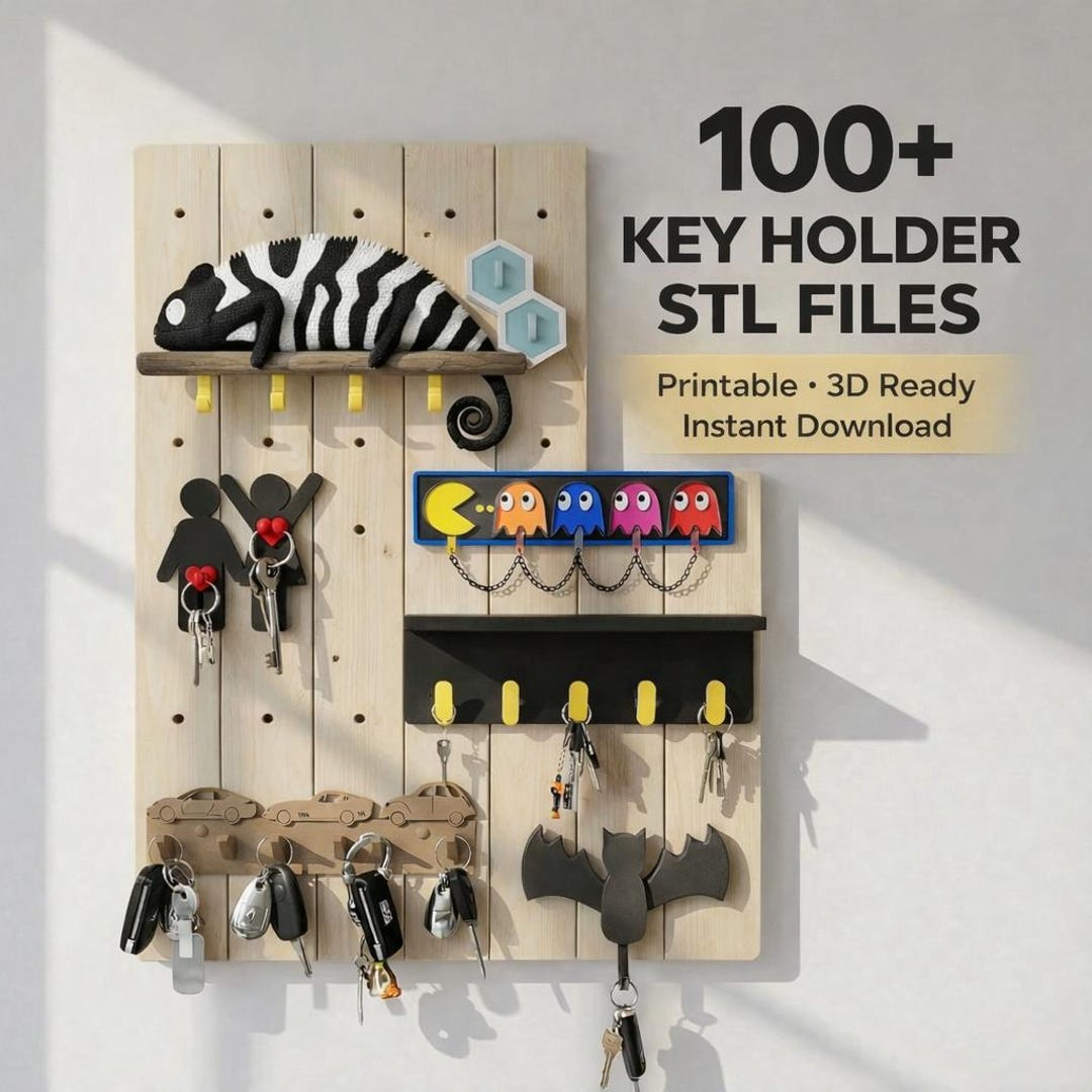 Key Container Stl Buy 100 Key Holder STL Files Bundle | Wall Key Hanger Designs | 3D ...