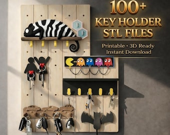 100+ Key Holder STL Files Bundle | Wall Key Hanger Designs | 3D Printing Files | Printable Key Rack | Instant Download